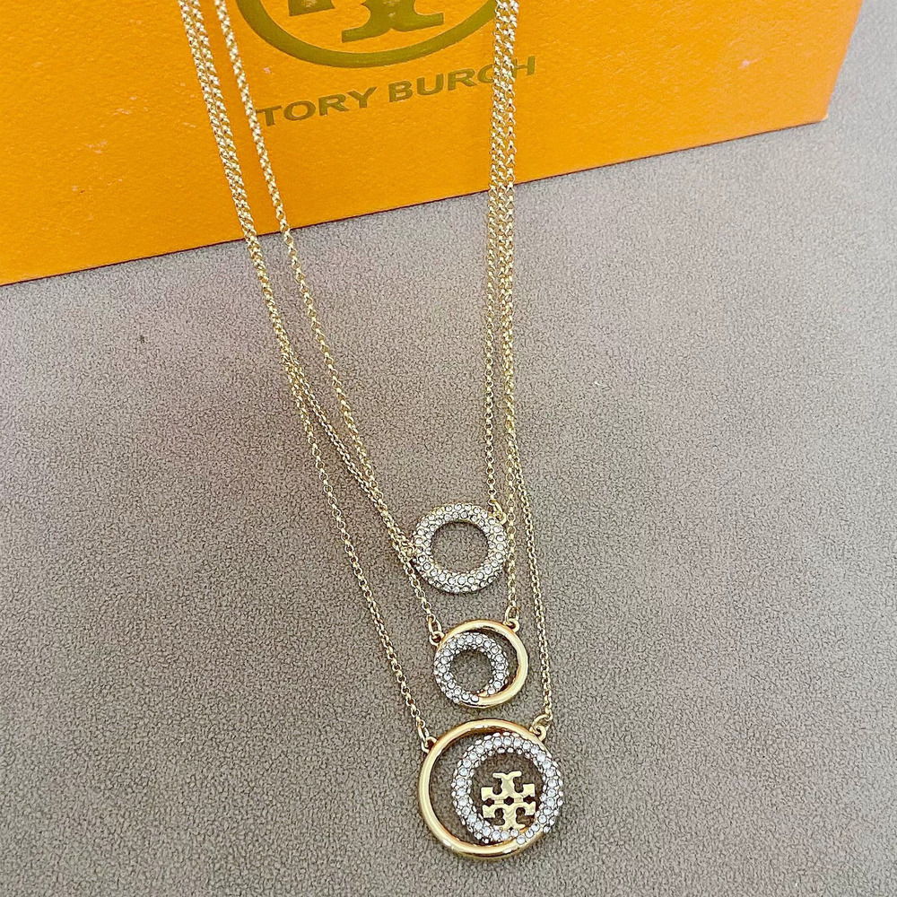 Tory Burch Round Diamond Pendant Necklace